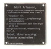 BL23961 Schild - Nicht Anlassen