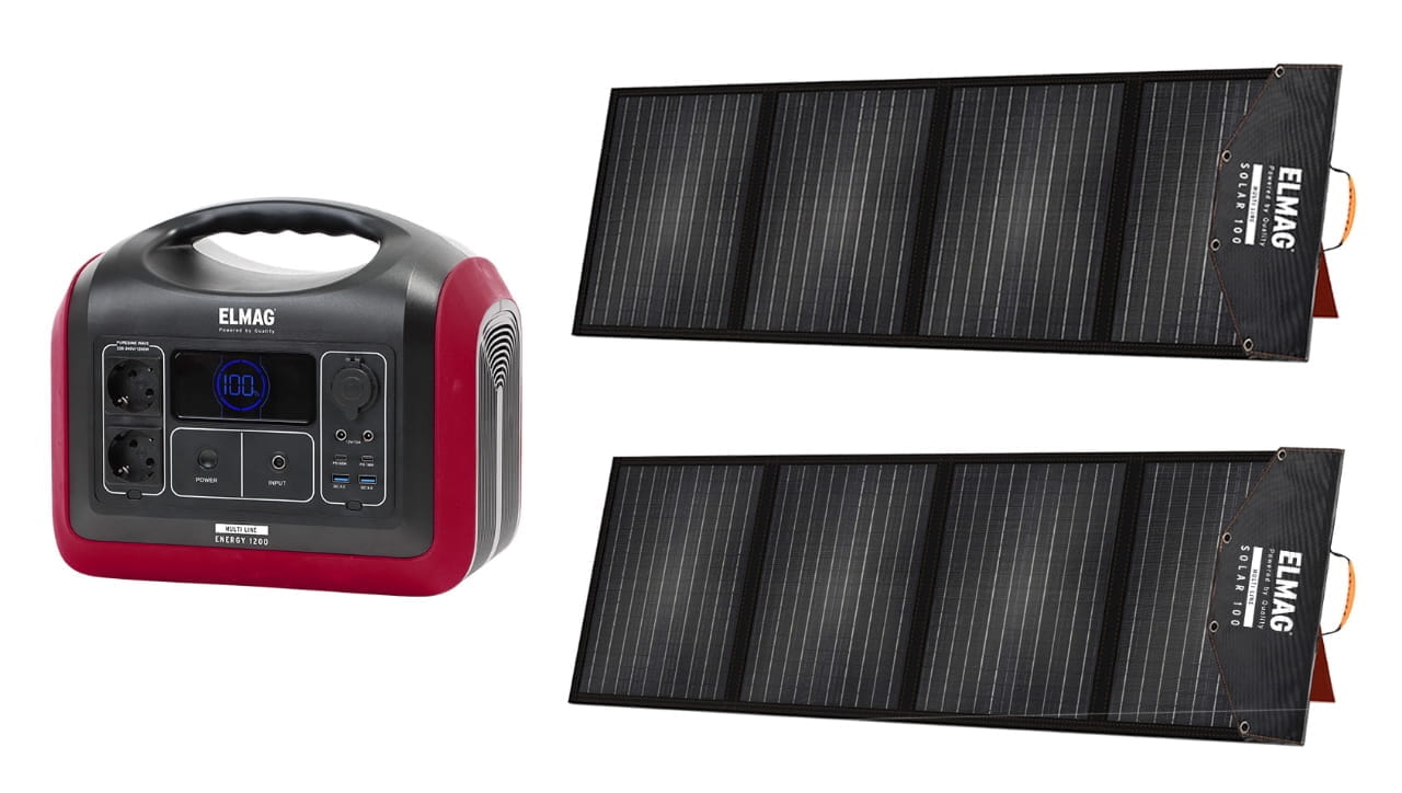 Solar generator set ENERGY 1200 + SOLAR 100 DUO 1200W, LiFEPO4 battery, 992Wh, 2x100Wp PV panel