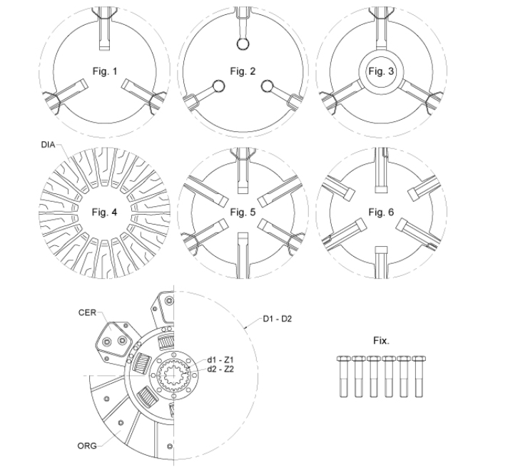Doppelkupplung - PTO PLATTE 330/355 - passend zu Renault Serie R 145-54, 155-54, 1451-4 / Temis 650