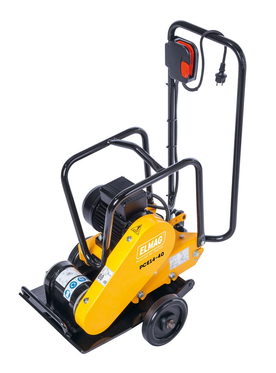 Forward-running vibratory plate compactor PCE14-40 with 2.2 kW/230V electric motor, 14 kN centrifugal force