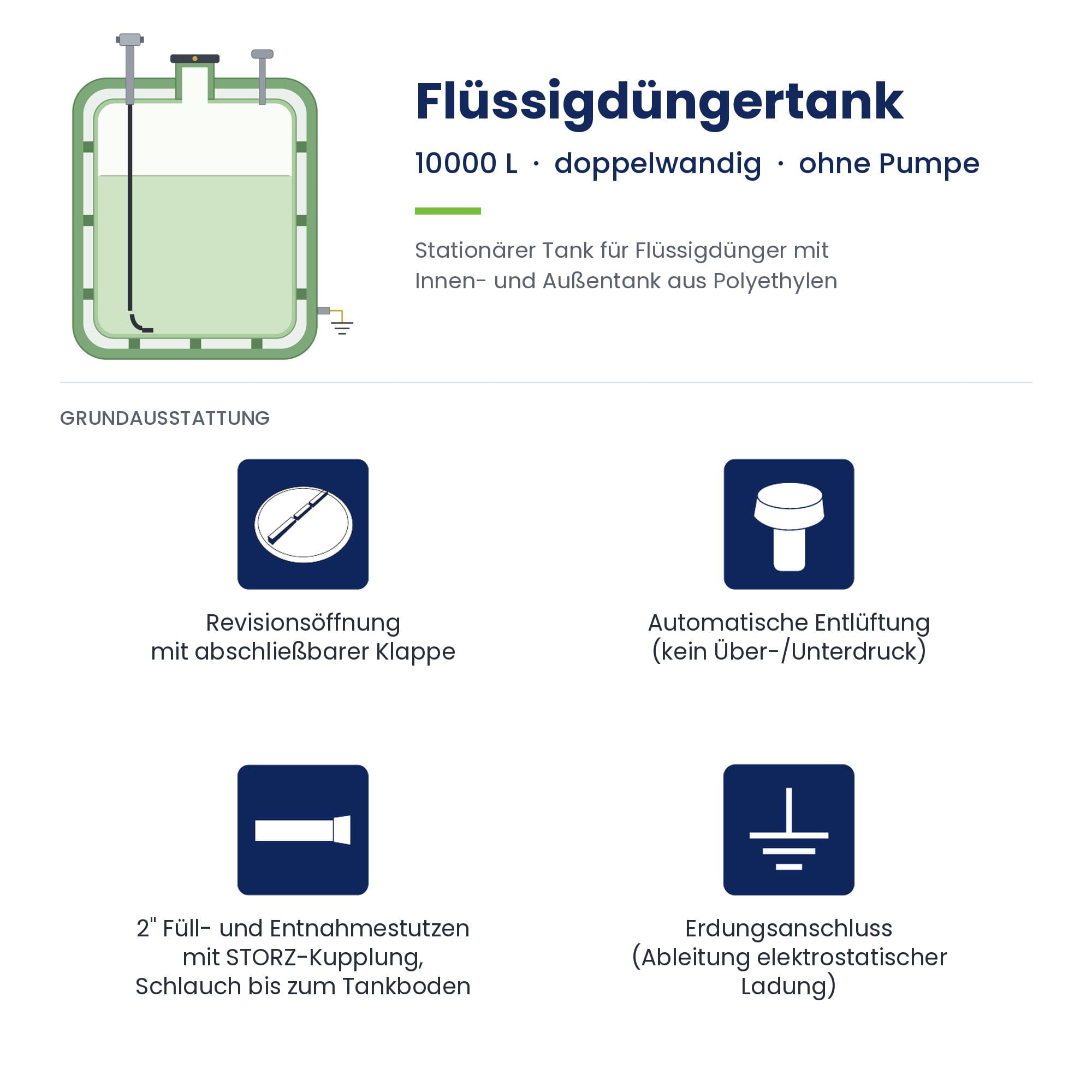 Flüssigdünger, Tank, 10000 L, Polyethylen, Entlüftung