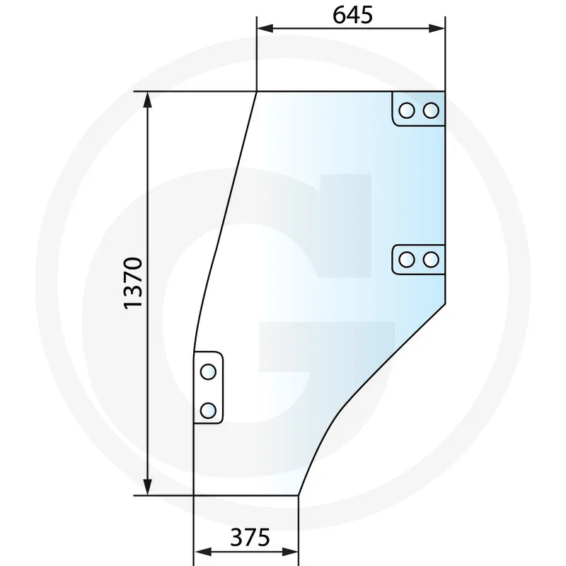 Türscheibe links, mit Schloß im Glas - passend zu Deutz-Fahr AgroStar