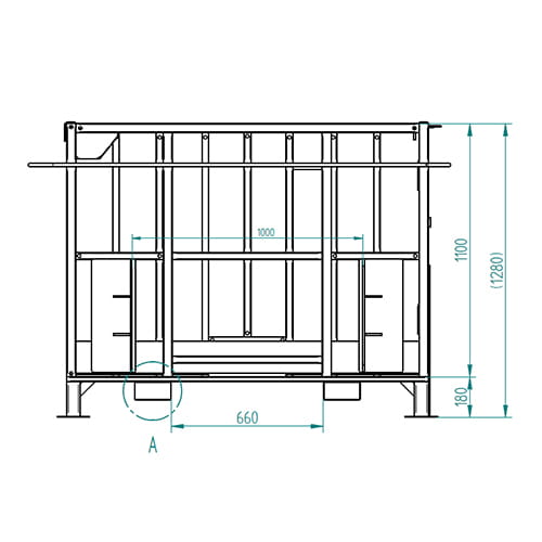 Fliegl Arbeitsbühne 1570x920x1100 mm – seitlicher Einstieg – Euronormaufnahme – verzinkt – 250 kg