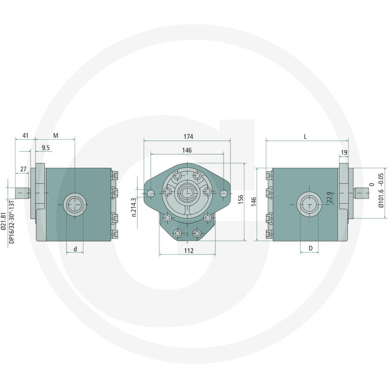 Gr-3 Pumpe 63cc Rechts SAE-B Z=13 IG-BSP
