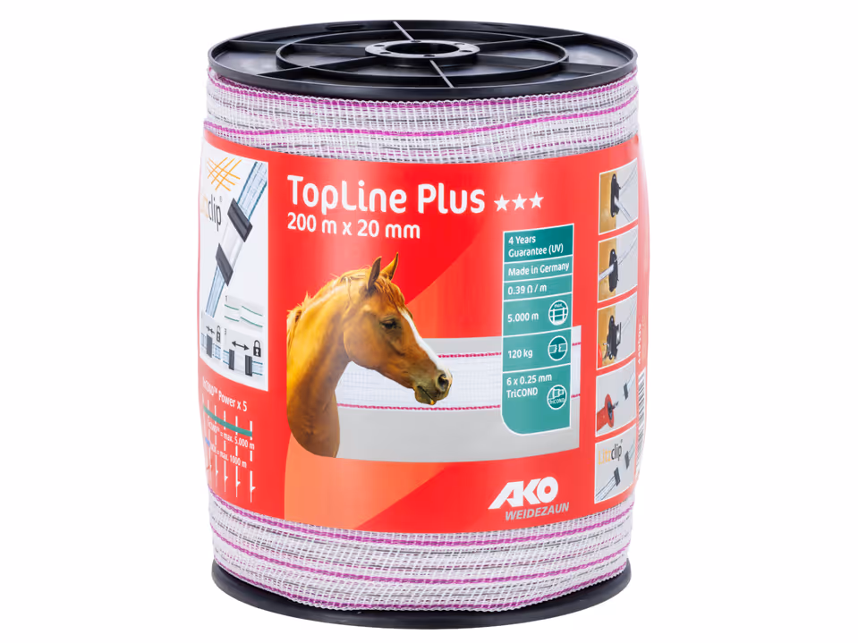 Band TopLine, 200m, 20mm, weiß/pink, 6x0,25mm TRICOND