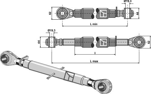 Oberlenker mit gehärteten Kugelaugen M24x3
