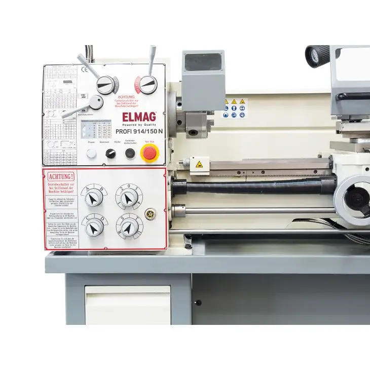 ELMAG Universal-Drehmaschine PROFI 914/150 N, inkl. RÖHM-Drehfutter und Schnellwechsel-Stahlhalter Set System Multifix, betriebsbereit; Spitzenweite 914 mm