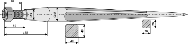 ET10459 Frontladerzinken 1250mm / M28x1,5 - passend zu Weidemann / Stoll