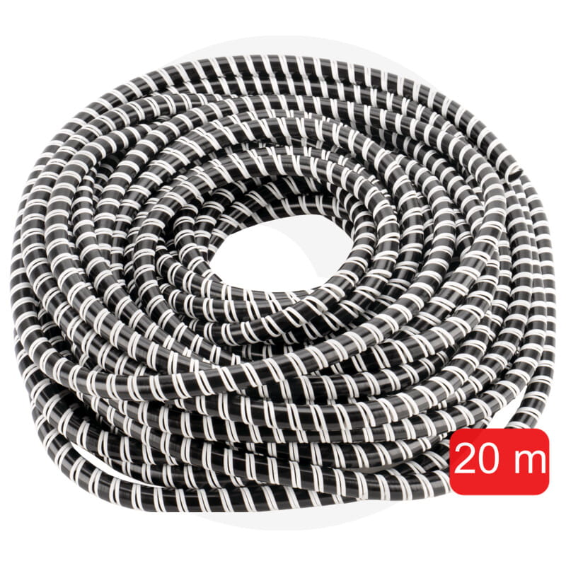 Schlauch, Gartenhülle, Schlauchrolle, 20 m, Schwarz-Weiß-M gestreift