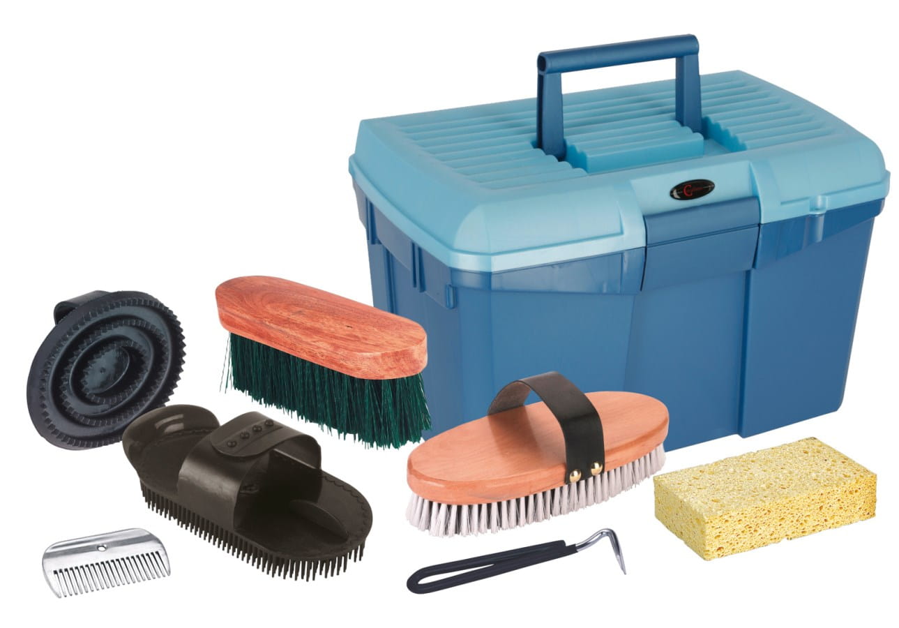 7-piece grooming box, filled | ideal for horse care