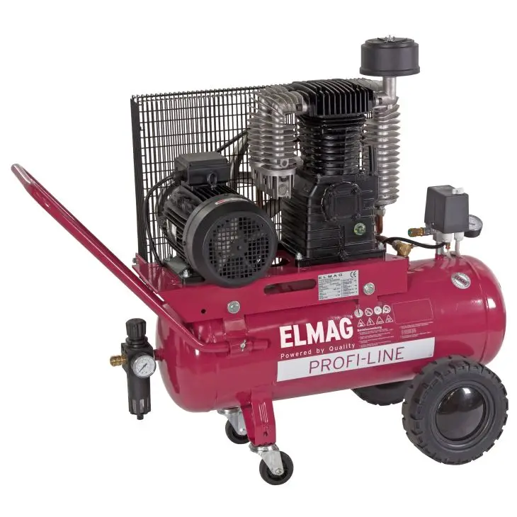 ELMAG Kolbenkompressor PL 600/10/50 D, 420 l/min, 10 bar, 50 l Kessel, fahrbar