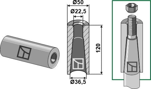 ET10386 Einschweissbuchse für Zinken mit Gewinde M22