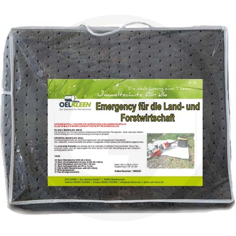Notfall-Set Forst- und Landwirtschaft - zur Aufnahme von Ölen und anderen kohlenwasserstoffbasierenden Flüssigkeiten