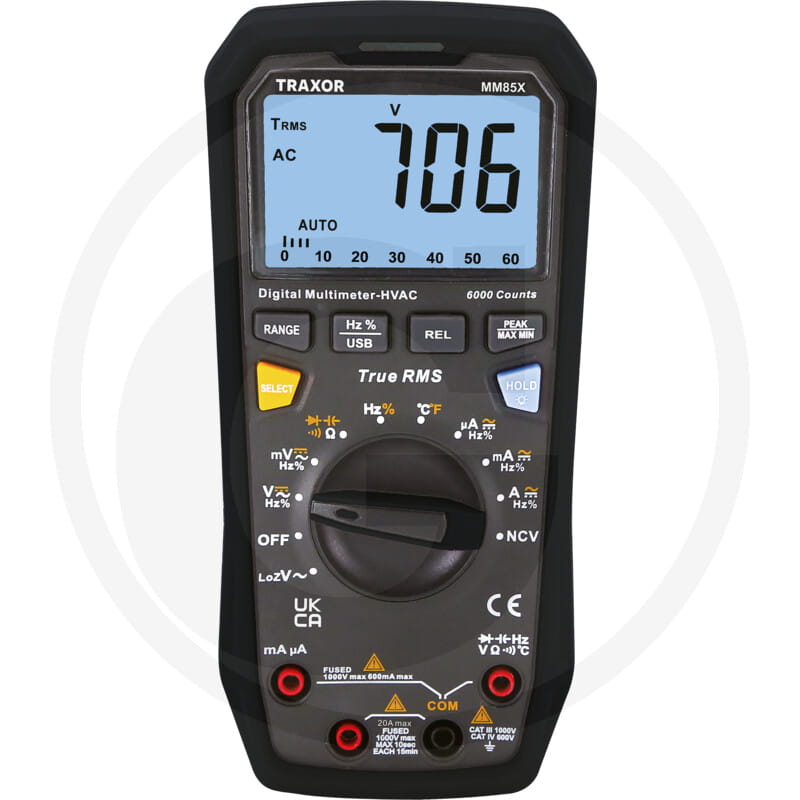 TRAXOR Multimeter CAT III 1000V, CAT IV 600V, automatische Bereichswahl