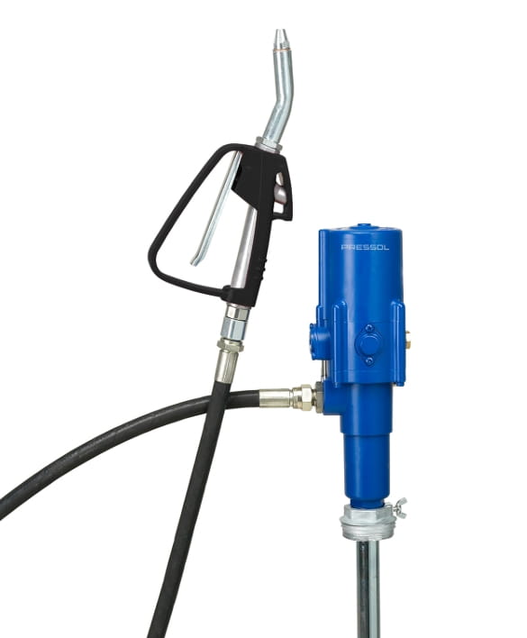 Pressol Ölsystem für 200/220-Liter-Fässer mit Pneumatik-Ölpumpe 3:1, Füllventil und 4 m Förderschlauch