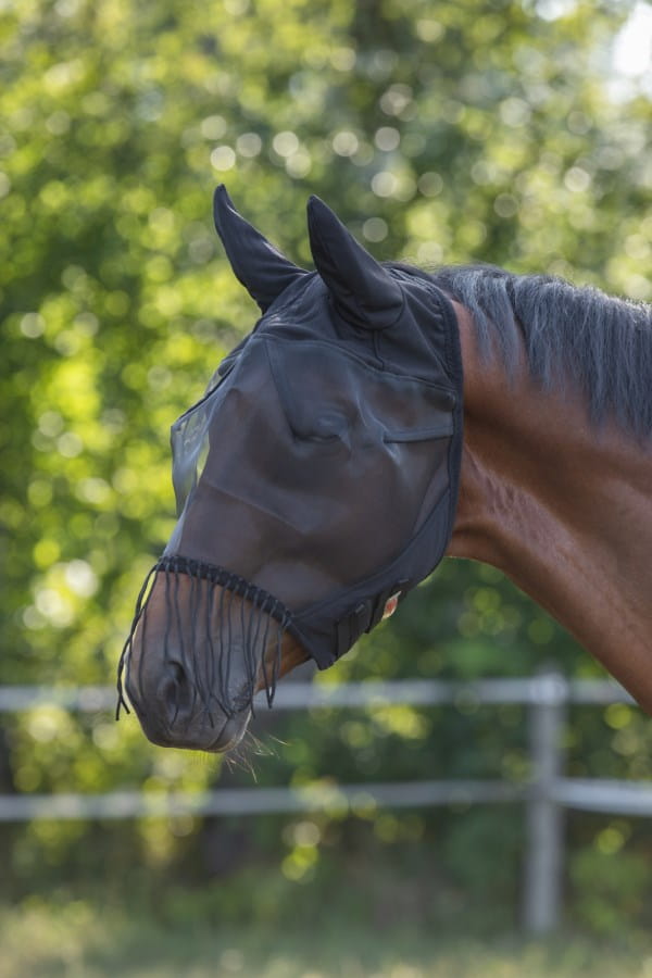 Fliegenmaske mit Ohrenschutz und Nüsternkordel