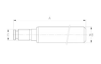 Double-acting piston rod, length 287mm / stroke 150mm / rod 20mm