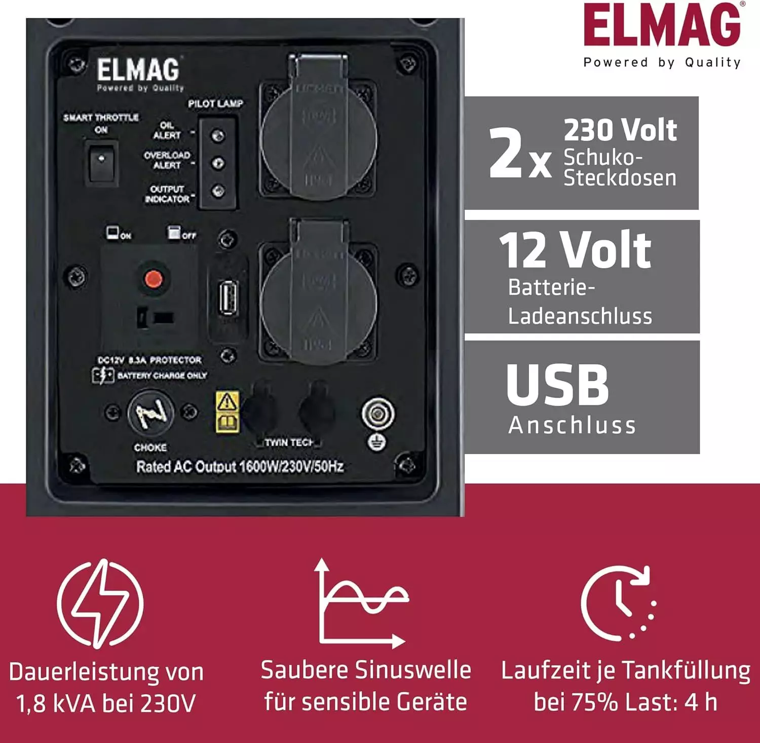 Inverter Stromerzeuger - Yamaha Motor MZ80 / 230/50 V/Hz - super schallgedämmt
