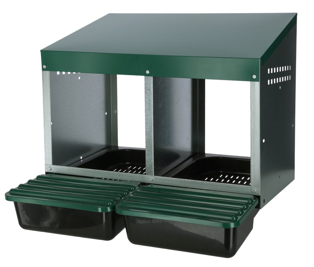 Hühner Legenest 2 Abteile / verzinkt - 53 x 52 x 43,5cm