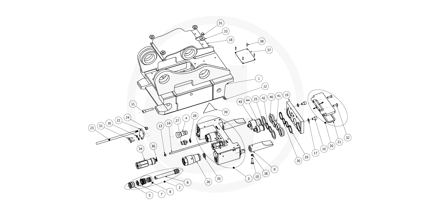 Spare parts OQ 40/24E - Quick coupler with retaining ring secured quick couplings (1/2”+3/8”)