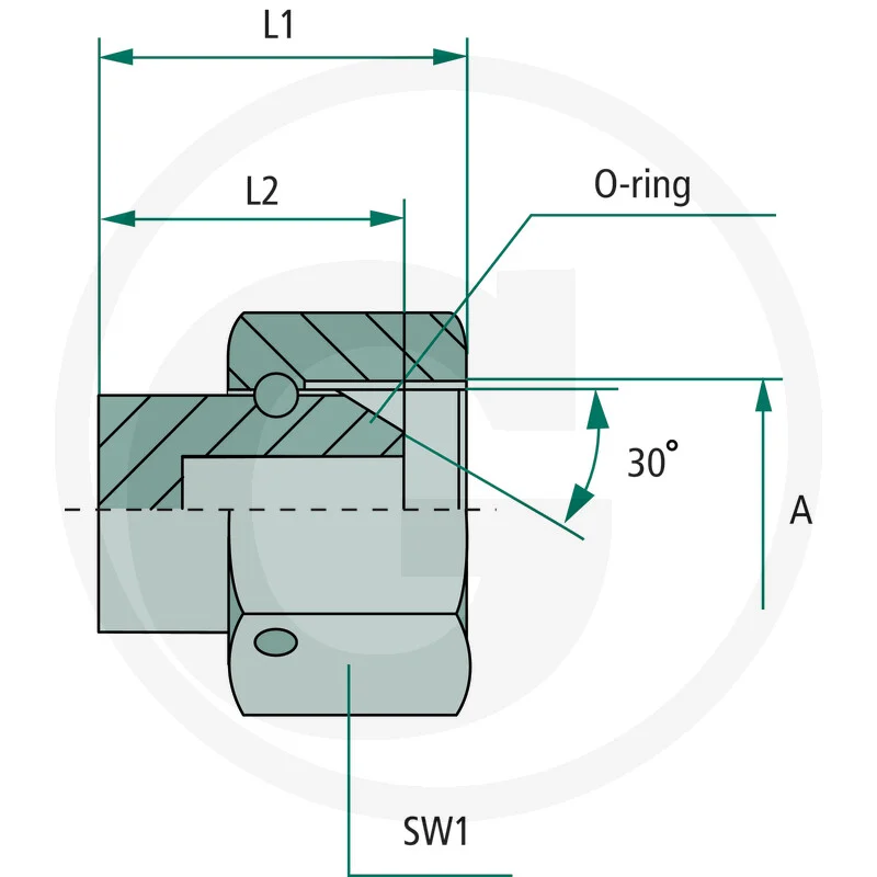 Hydraulikanschluss, O-Ring-Dichtung, Metallbauteil, Schnittzeichnung, Maßzeichnung