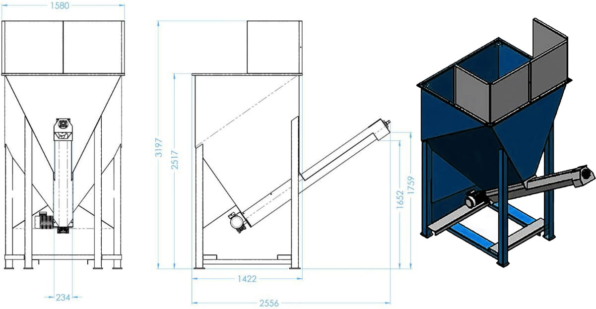 Wood chip conveying system 3.5 m³ - Efficient wood chip bunker & dosing