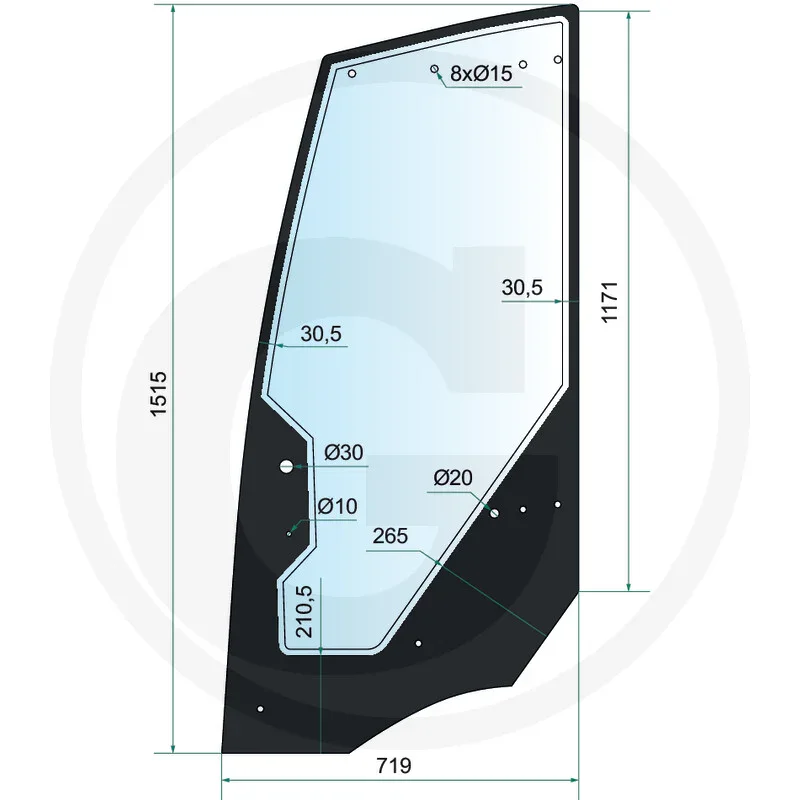 Türscheibe Kabine LK178 - passend zu Weidemann 1160