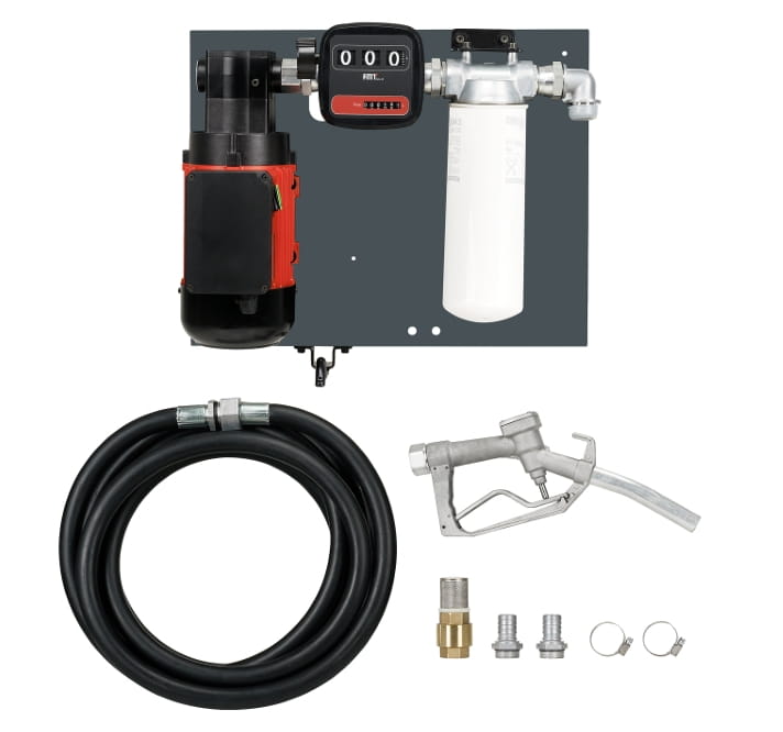 Pressol Industrie Flügelzellenpumpen Set 100 l/min 230V mit Diesel-Wechselfilter, ZVD Zapfventil & 6 m Schlauch