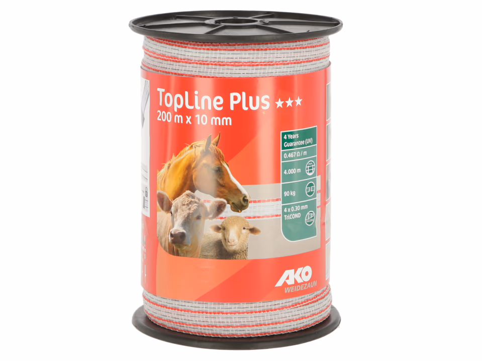 Band TopLine Plus, 200m, 10mm, weiß/rot, 4 x 0,3mm TriCOND