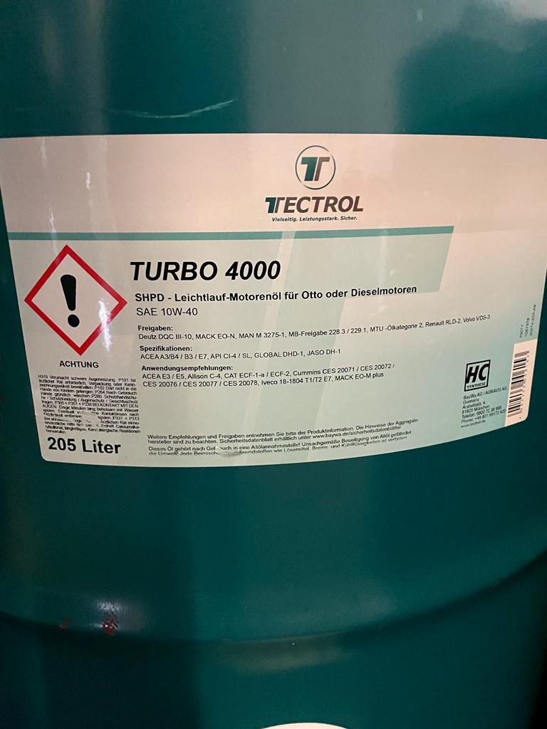 S000615 Motoröl Tectrol Turbo 4000 - Fass 205L