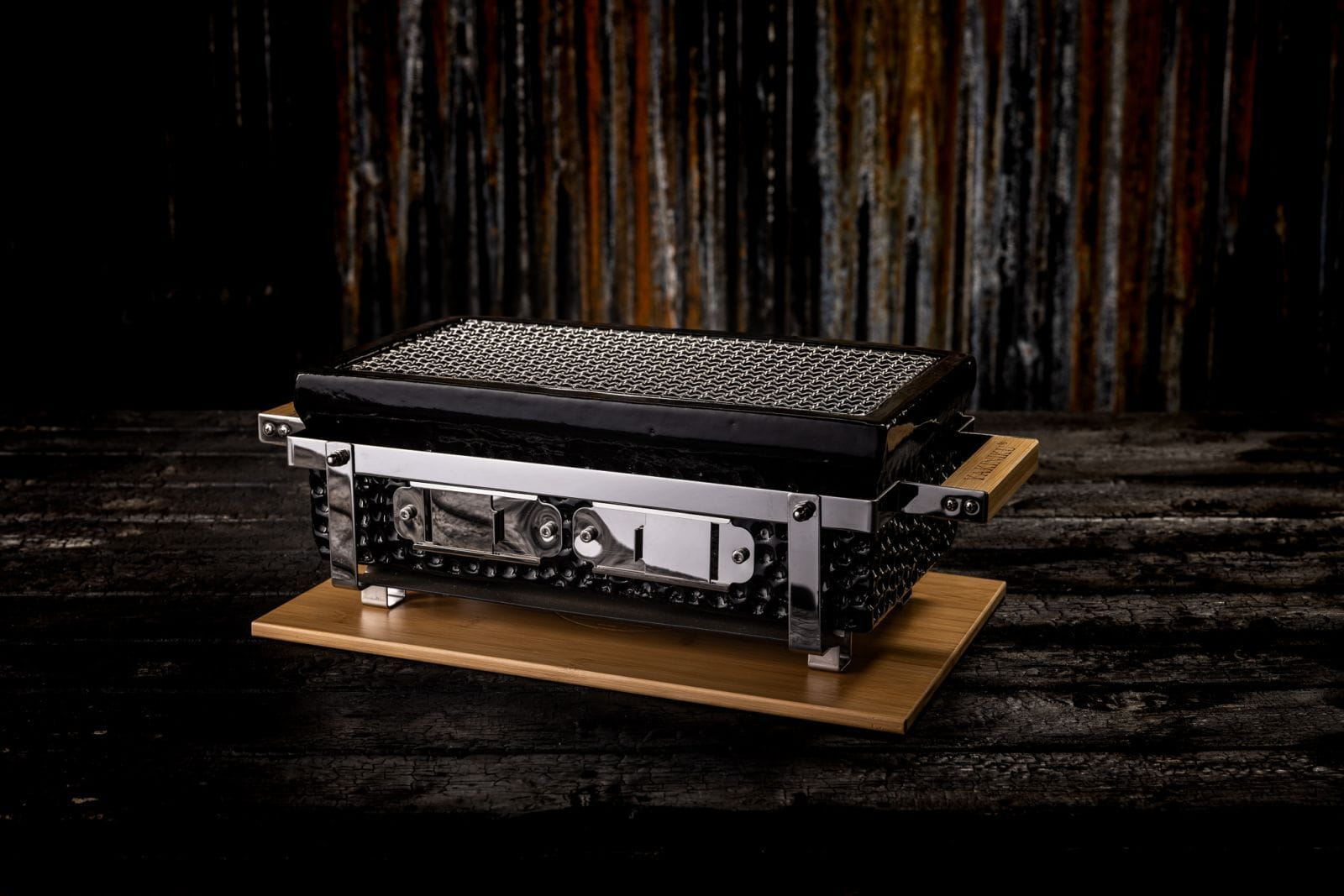YAKINIKU Shichirin Keramik-Tischgrill eckig 400 × 200 mm – japanischer Konro Holzkohlegrill für Yakitori, Yakiniku & Robata | 2–6 Personen