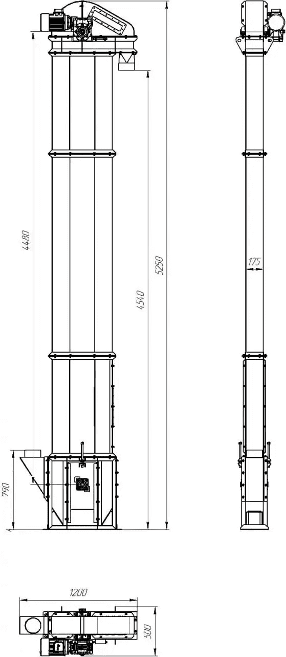 Becherförderer / Becherwerkförderer 4500mm - 400V / 1,5kW