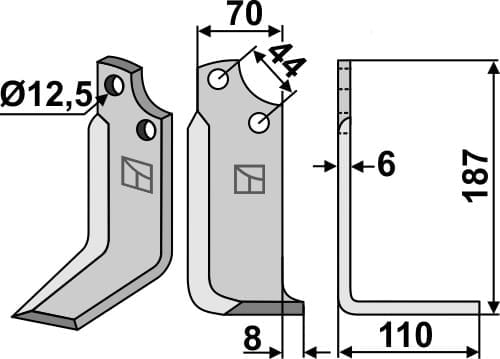 BL5515 Fräsmesser R - passend zu Maschio / Gaspardo 19100421 - M10700421R