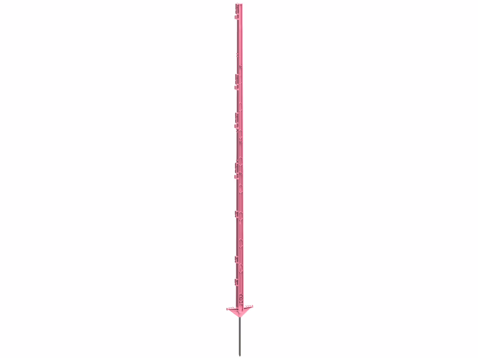 5x Vollkunststoffpfahl mit Stahlspitze 156cm Doppeltritt, PINK