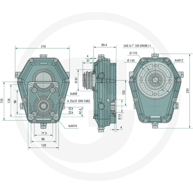 Antrieb, Getriebemotor, Technischer Plan, Geometric drawing, Maße