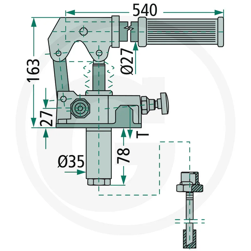 Handpumpe mit Hebel 12ccm / für einfachwirkende Zylinder / einstellbares Druckbegrenzungsventil