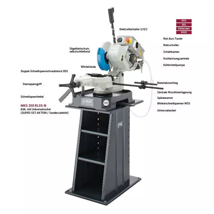 ELMAG MKS 300 RLSS-N – Metall-Kreissägemaschine, 40/80 UpM, 300 mm Sägeblatt, 400 V