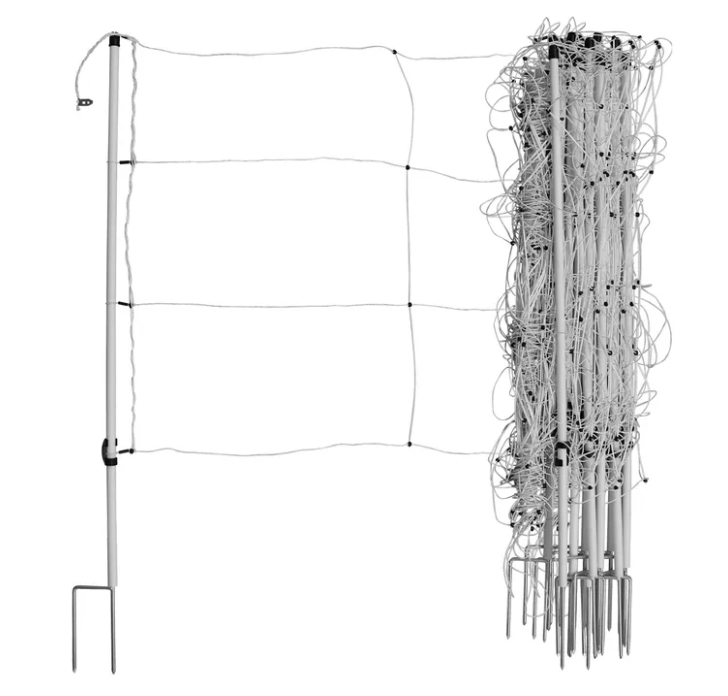 Pferde- und Rindernetz 30,5 m | 120 cm | Jumbo-Pfähle | Weiß