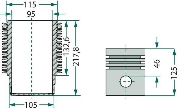 Deutz engine type FL712 piston set complete