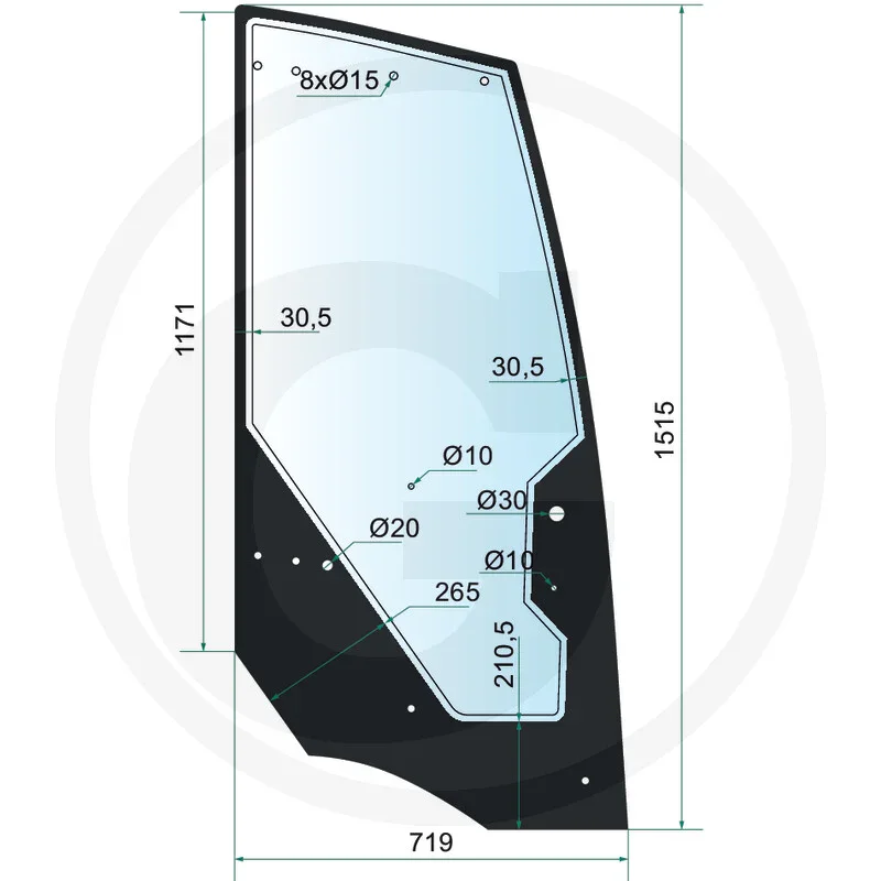 Türscheibe Kabine LK178 - passend zu Weidemann 1160