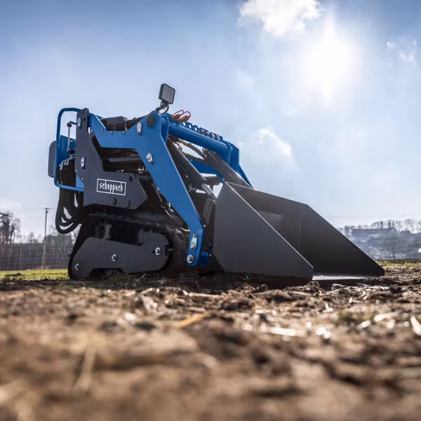 Scheppach MKL730 Raupen-Kompaktlader – 8,5 PS Benzinmotor, 200 kg Ladekapazität, E-Start, 740 mm Spurbreite, 80L-Ladeschaufel