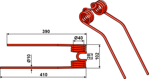 Heuwenderzinken Ø10mm x 390/410mm - passend zu Claas Serie Volto, Serie W/WA-S