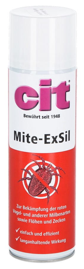 Cit Mite-ExSil Milbenpulverspray 500ml – Gegen rote Vogelmilbe, Flöhe & Zecken