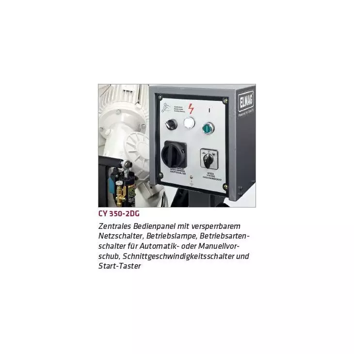 Elmag Metallbandsägemaschine - 350x220 mm Schnittbereich, 750/1500 W Motor, hydraulische Absenkautomatik