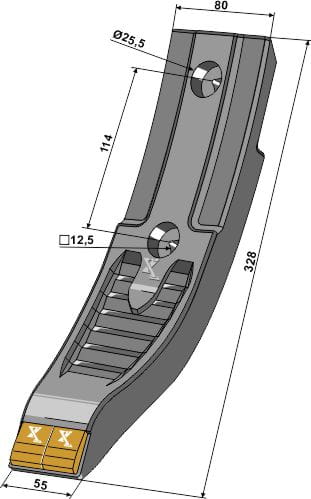 Scharspitze 328x55mm, Hartmetall - passend zu Maschio Gaspardo Terremoto