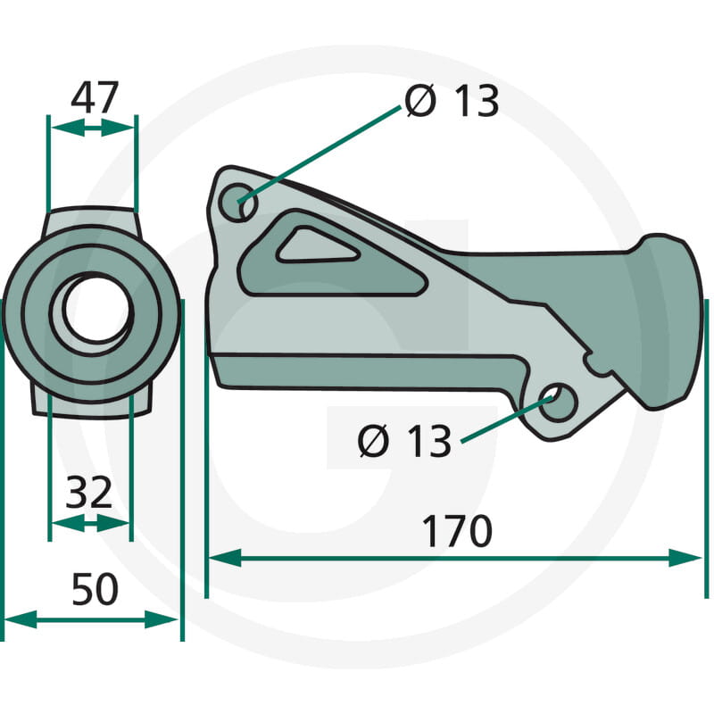 Lagerrohr - passend zu Kuhn GA 381GM, 381GM/10, 381GT, 4100TH, 4101GM, 4101GT, 4101GTH, 4121GM, 4521GM, 682, 732, 7000DL, 7301, 7302DL