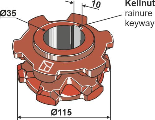 69-6-401 Nusskettenrad Ø115 - passend zu Kemper 22790