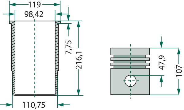 Case IH engine types: DT-239, DT-358 Piston set cpl.