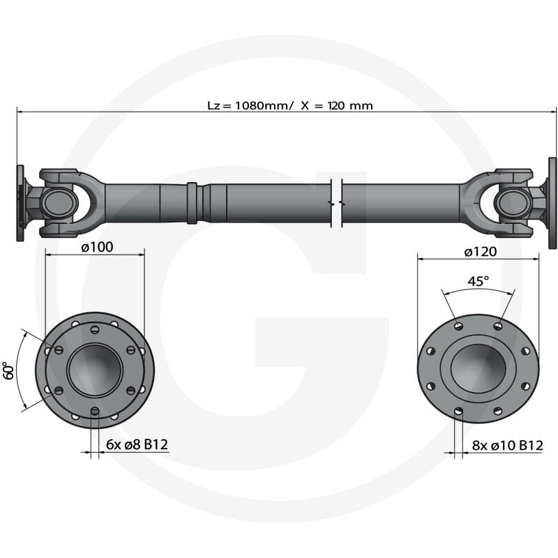 Drive shaft with offset - suitable for Weidemann 1770 CX50