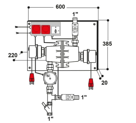 Suevia heating unit model 312, 400 V, 6000 W, pump 400 W